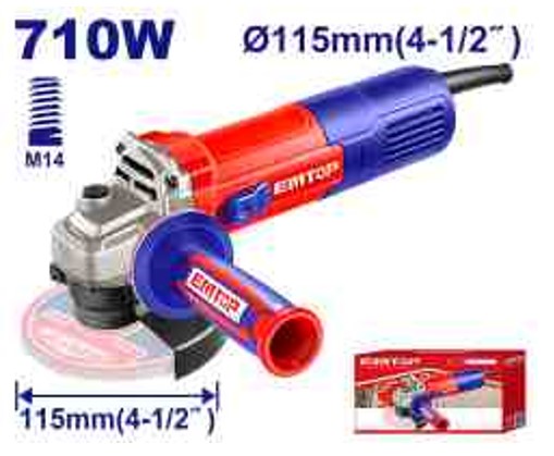 710W 115mm Angle Grinder 220-240V 12000rpm M14 Spindle with Auxiliary Handle Compact Professional Cutting Grinding Tool Color Box